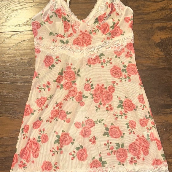 Other - Women’s XL Floral Lace Mesh Slip Dress Lingerie Fairy Cottage Babydoll Valentine
